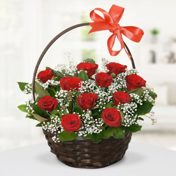 Wonderful Roses in Basket for Your Love