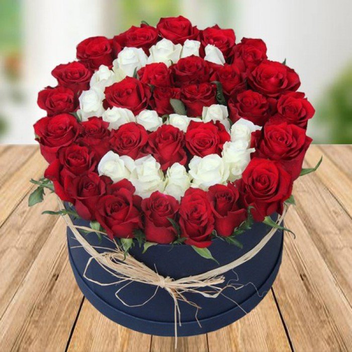 Special Red & White Roses in Box